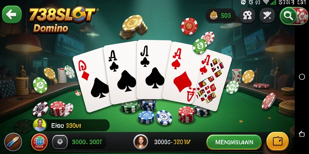 Tampilan gameplay menarik dari 738SLOT pada permainan Domino.