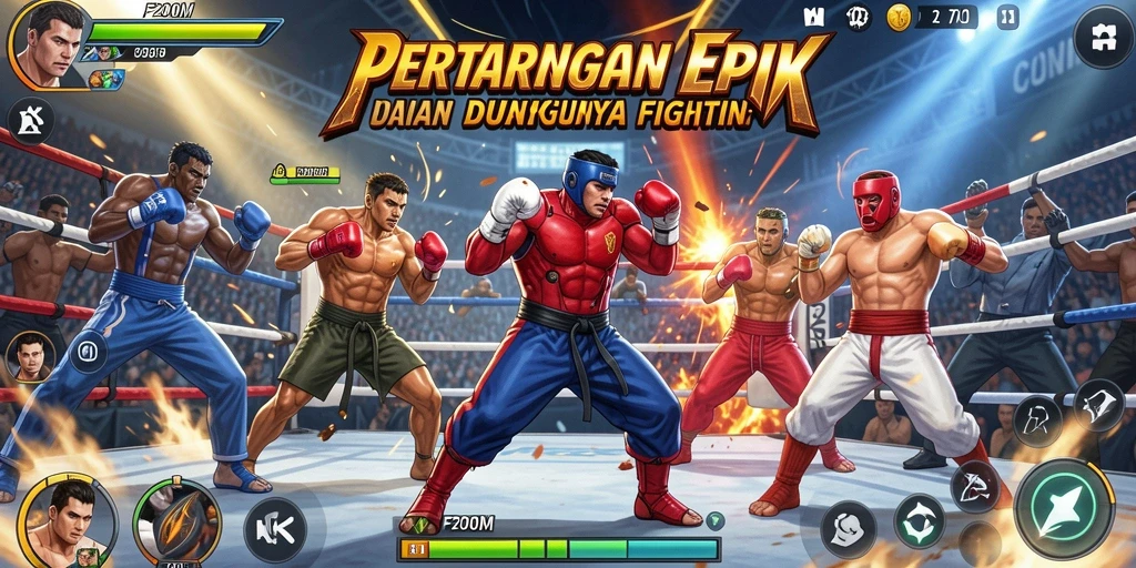 Gameplay F200M yang penuh aksi dengan pertarungan seru.