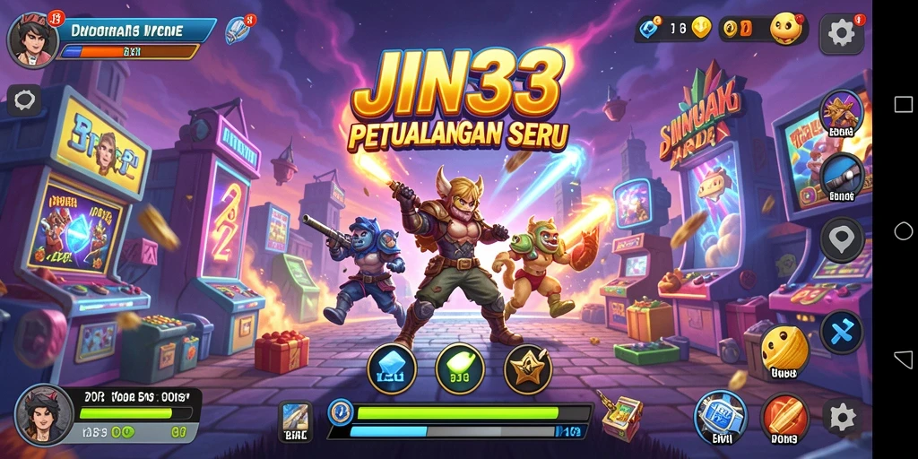 Tangkapan layar utama JIN33 yang menunjukkan aksi gameplay Arcade.