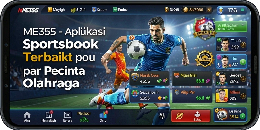 Tampilan menarik aplikasi ME355 dengan fitur Sportsbook.