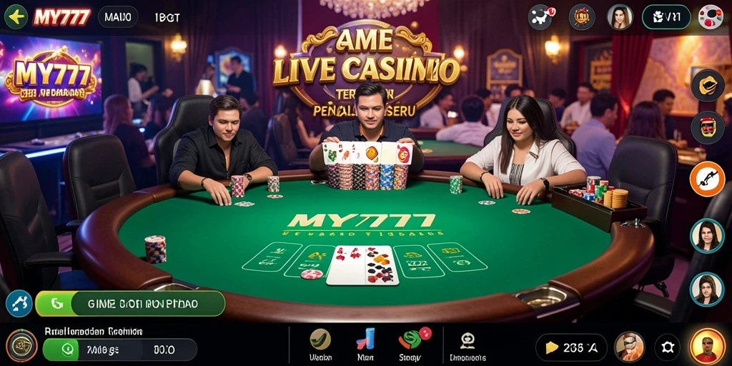 Tampilan screenshot MY777 yang menunjukkan dealer langsung dan permainan menarik.
