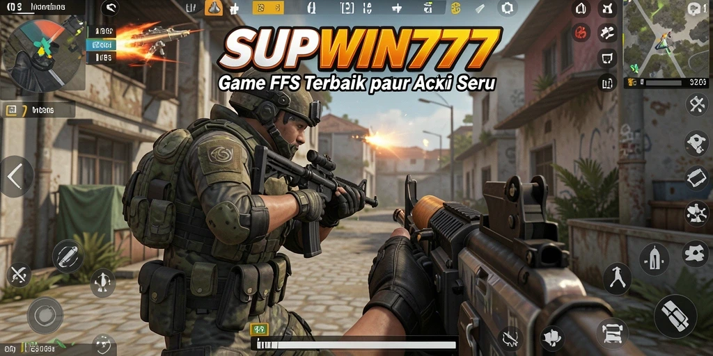 Screenshot utama <strong>SUPWIN777</strong> menampilkan aksi tembak-menembak yang seru di medan perang.